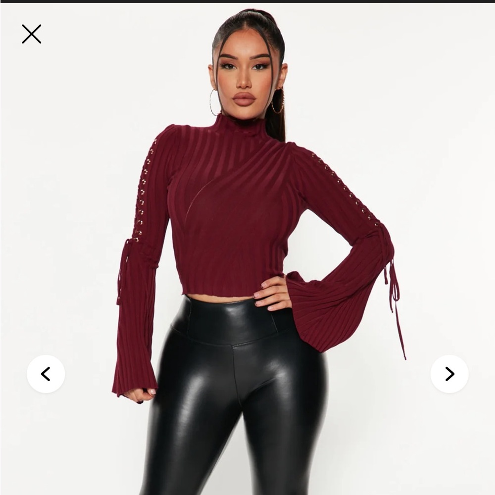 Fashion Nova Burgundy Sweater Crop Top